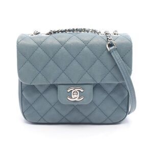 CHANEL Shoulder Bag Mini Matelasse A57047 Blue Gray Leather Matelasse Small